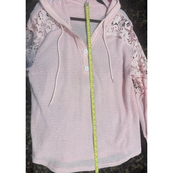 Light Pink Lace Hooded Sweater Plus Size XXL - Picture 6 of 6